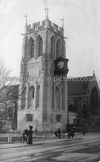 St John's Church & Tower, Epping. Essex. c.1909.